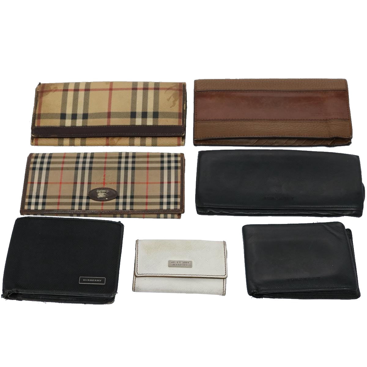 BURBERRY Nova Check Wallet Nylon Leather 7Set Beige Black Brown Auth ti1398