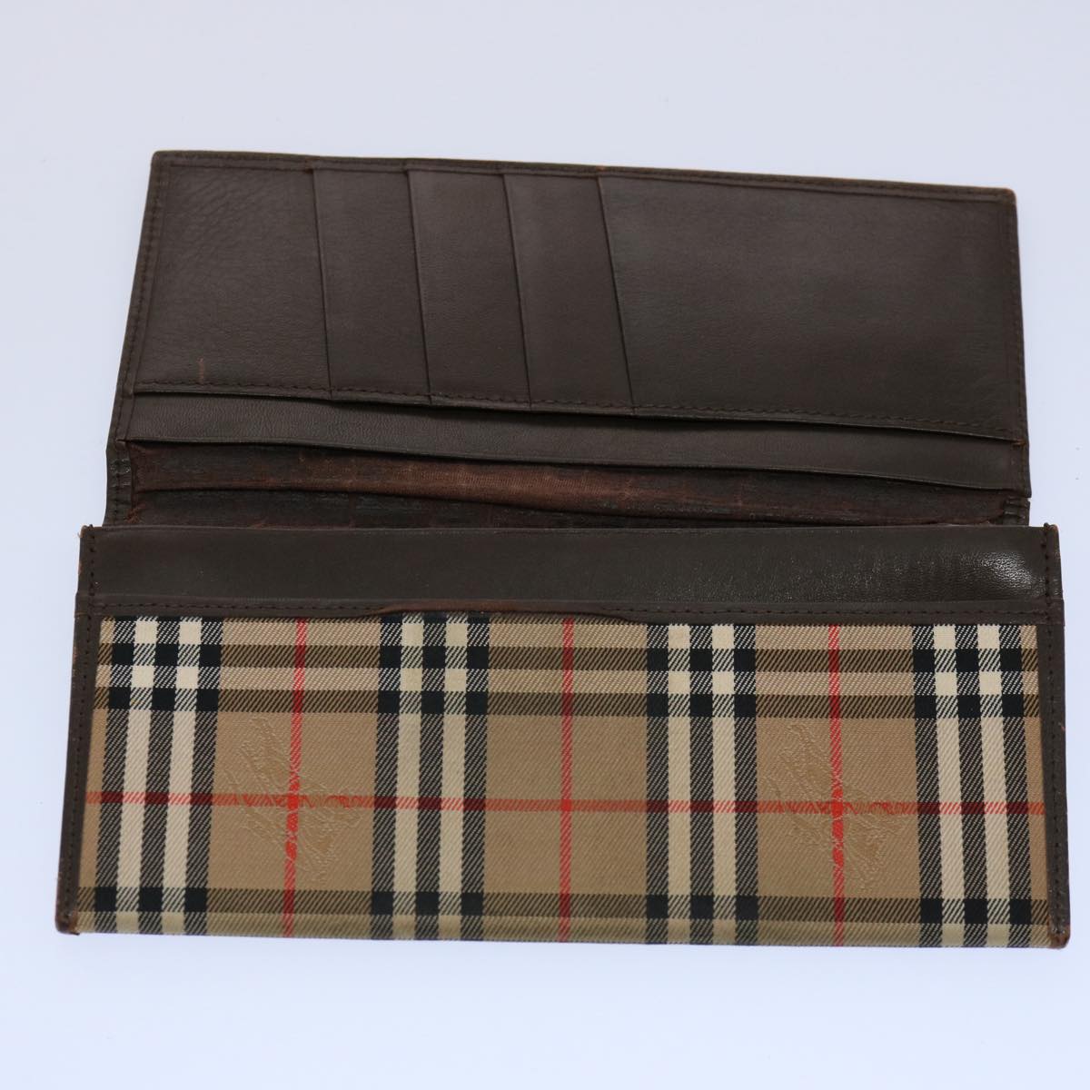 BURBERRY Nova Check Wallet Nylon Leather 7Set Beige Black Brown Auth ti1398