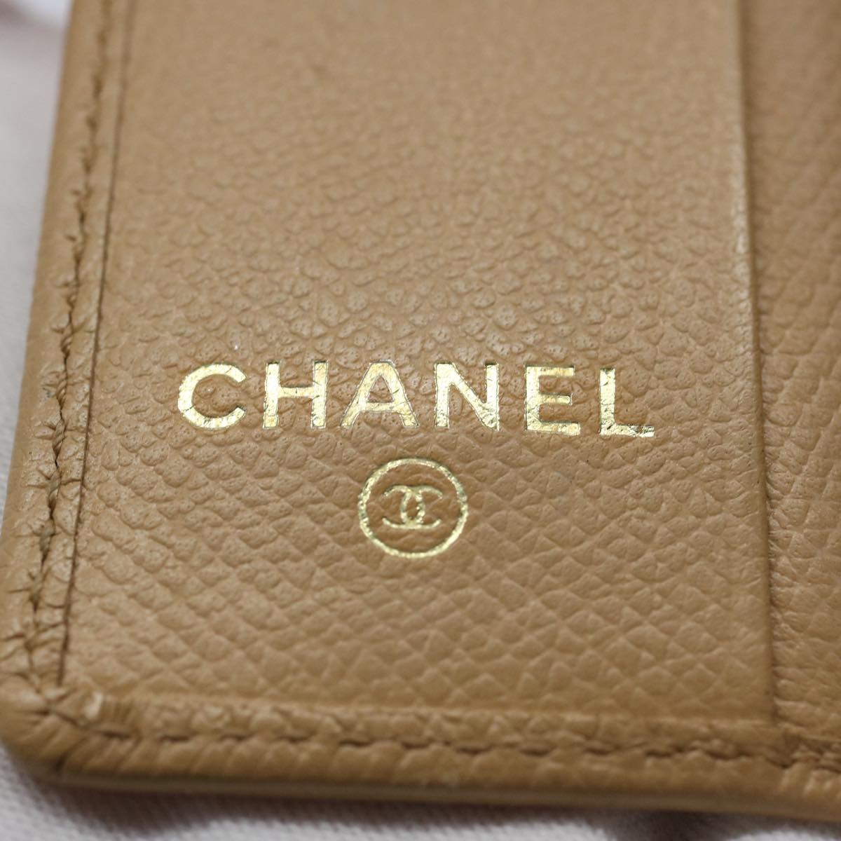 CHANEL Key Case Leather Beige CC Auth ti1413