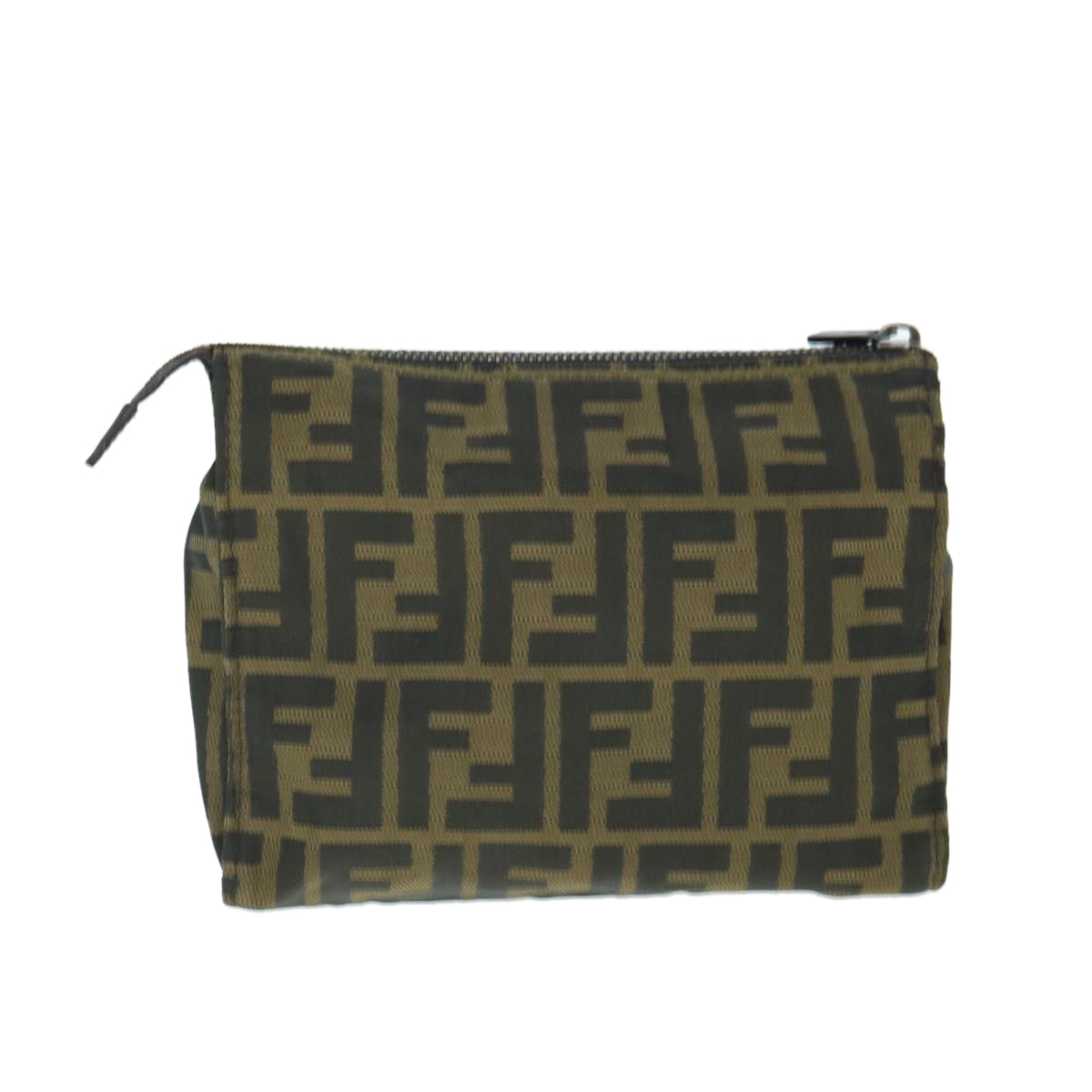 FENDI Zucca Canvas Pouch Black Brown Auth ti1419