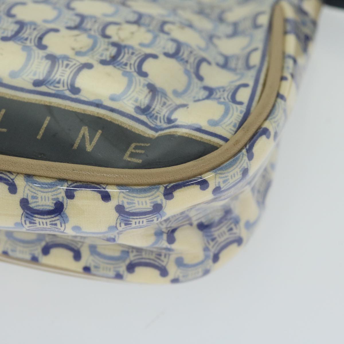 CELINE Macadam Canvas Accessory Pouch Blue Auth ti1422