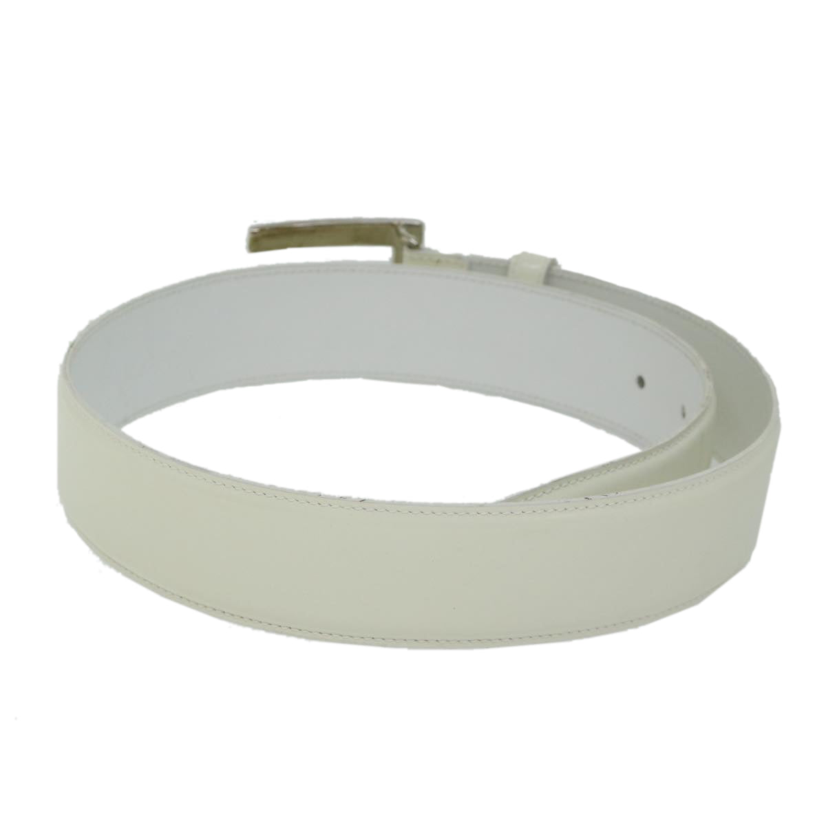 GUCCI Belt Leather 28.3""-30.3"" White Auth ti1437