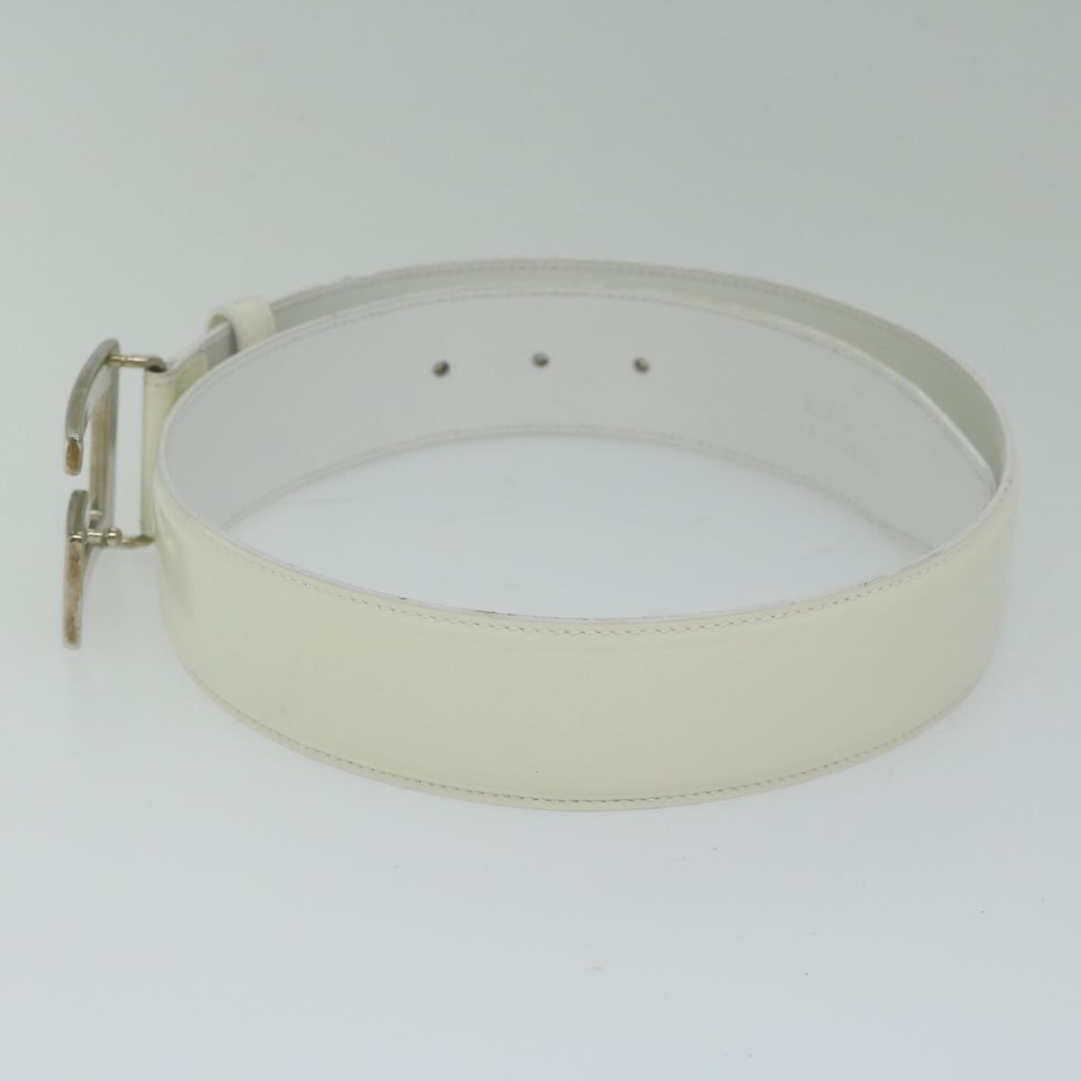 GUCCI Belt Leather 28.3""-30.3"" White Auth ti1437