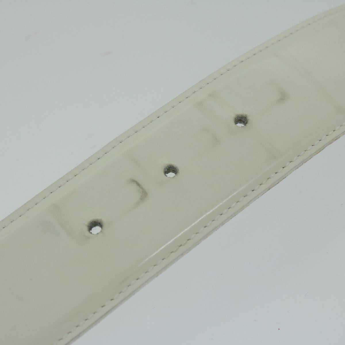 GUCCI Belt Leather 28.3""-30.3"" White Auth ti1437