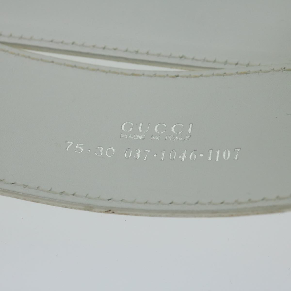 GUCCI Belt Leather 28.3""-30.3"" White Auth ti1437