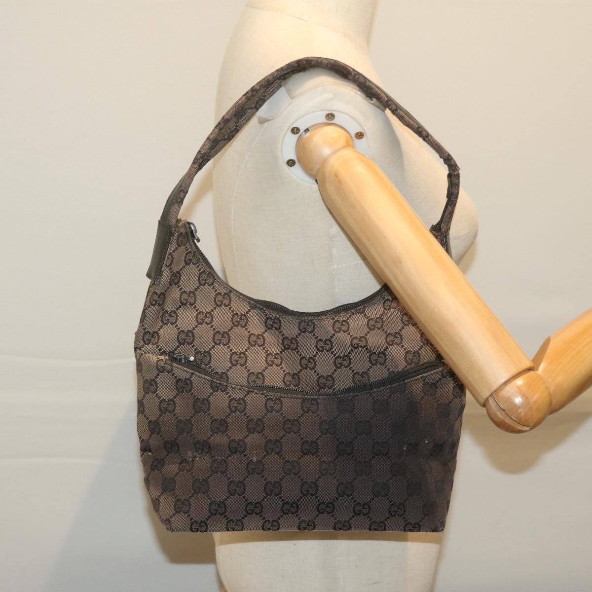 GUCCI GG Canvas Shoulder Bag Beige 001 3386 1705 Auth ti1442