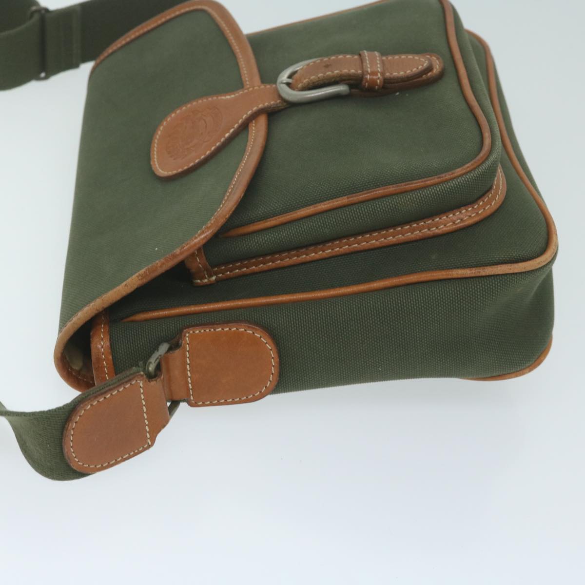 Burberrys Shoulder Bag Canvas Khaki Auth ti1465