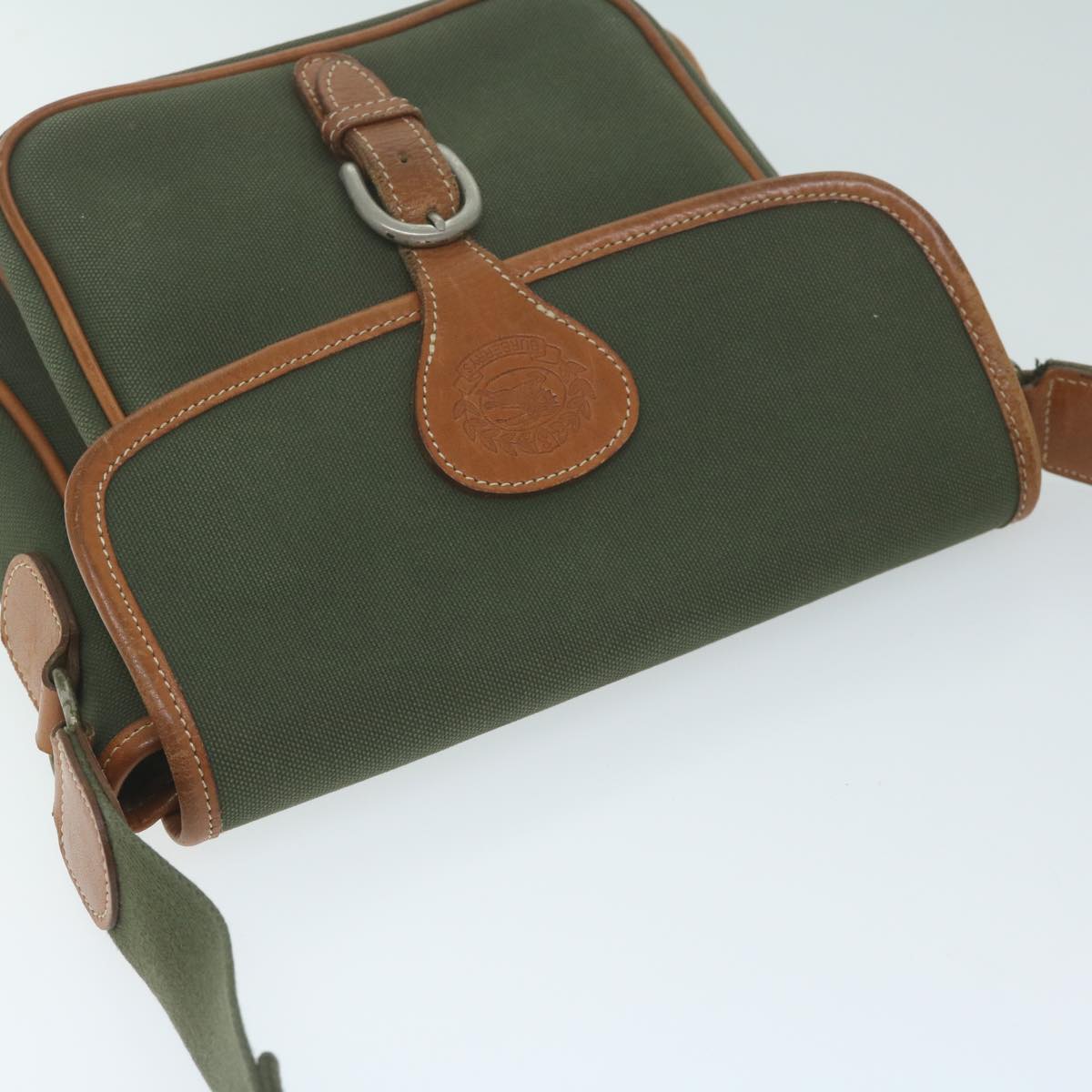 Burberrys Shoulder Bag Canvas Khaki Auth ti1465