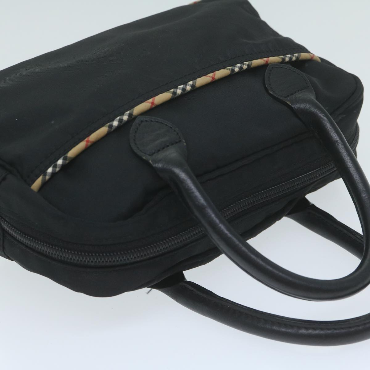 BURBERRY Hand Bag Nylon Black Auth ti1471