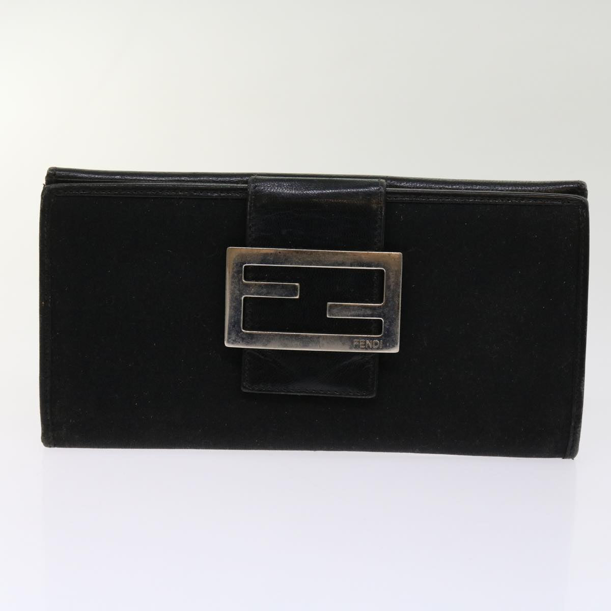 FENDI Zucchino Canvas Wallet 3Set Black Auth ti1474