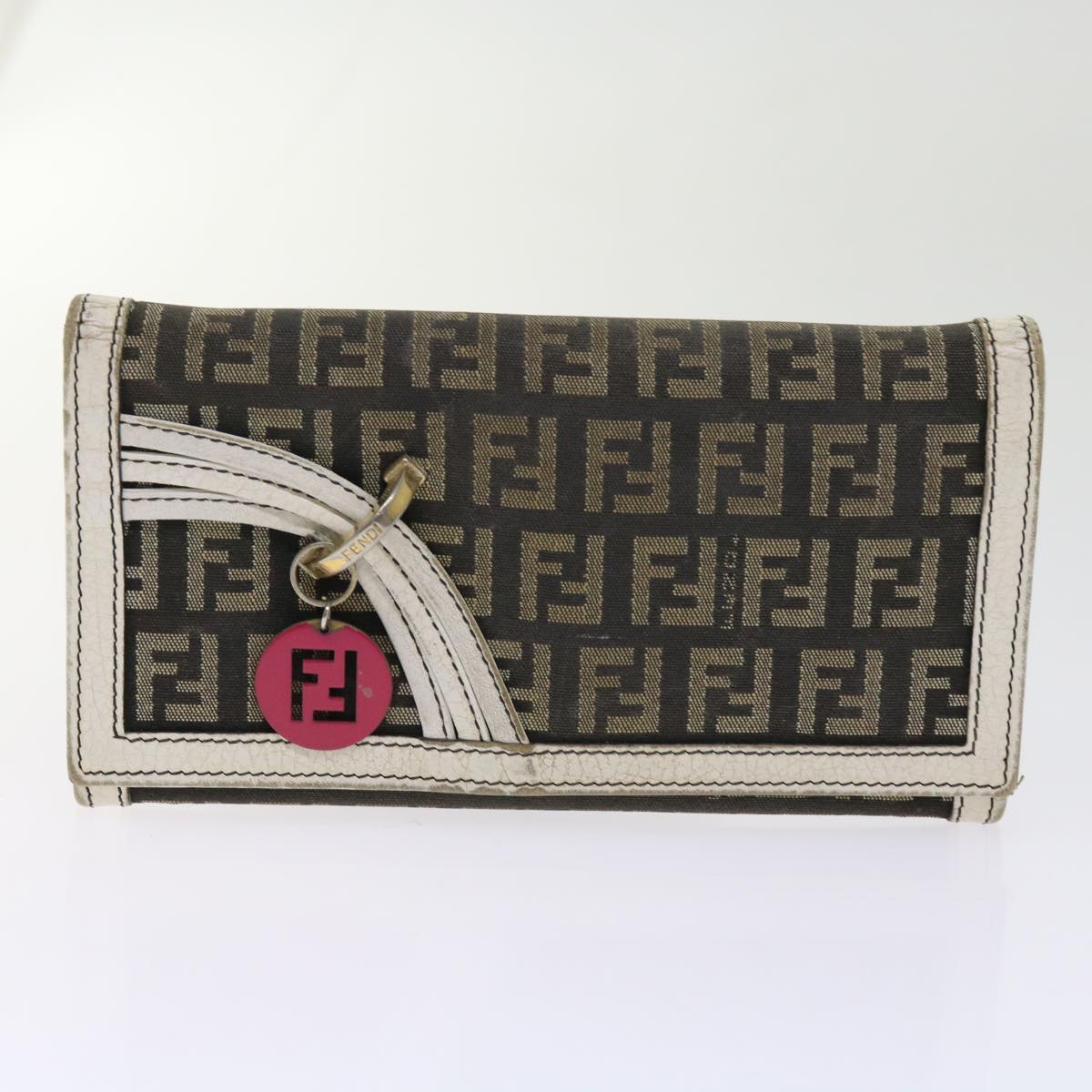 FENDI Zucchino Canvas Wallet 3Set Black Auth ti1474