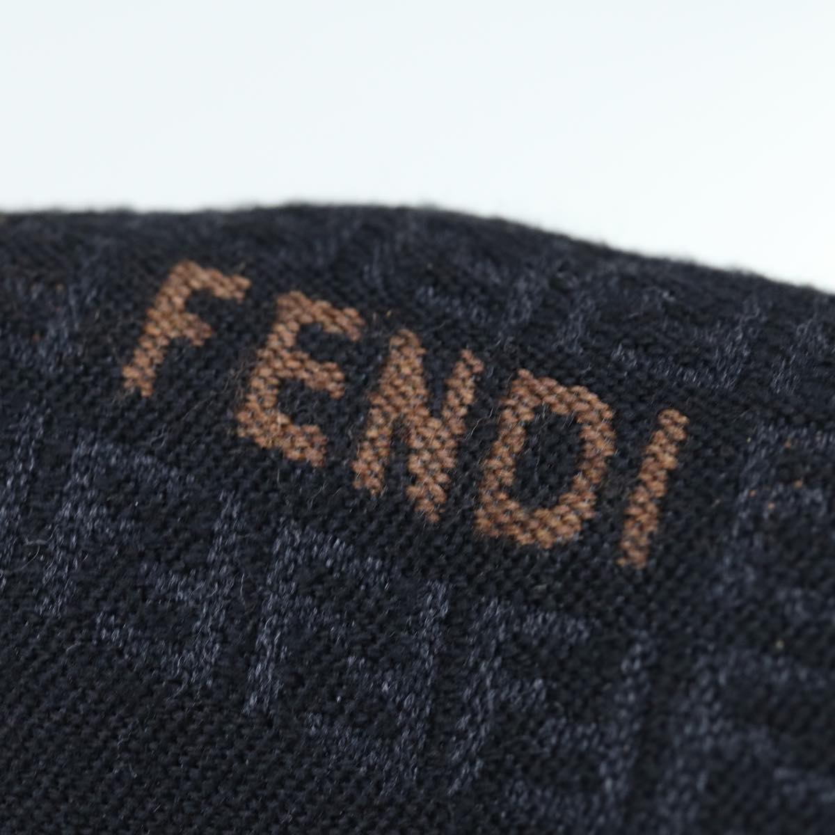 FENDI Zucchino Canvas Scarf Wool Black Auth ti1475