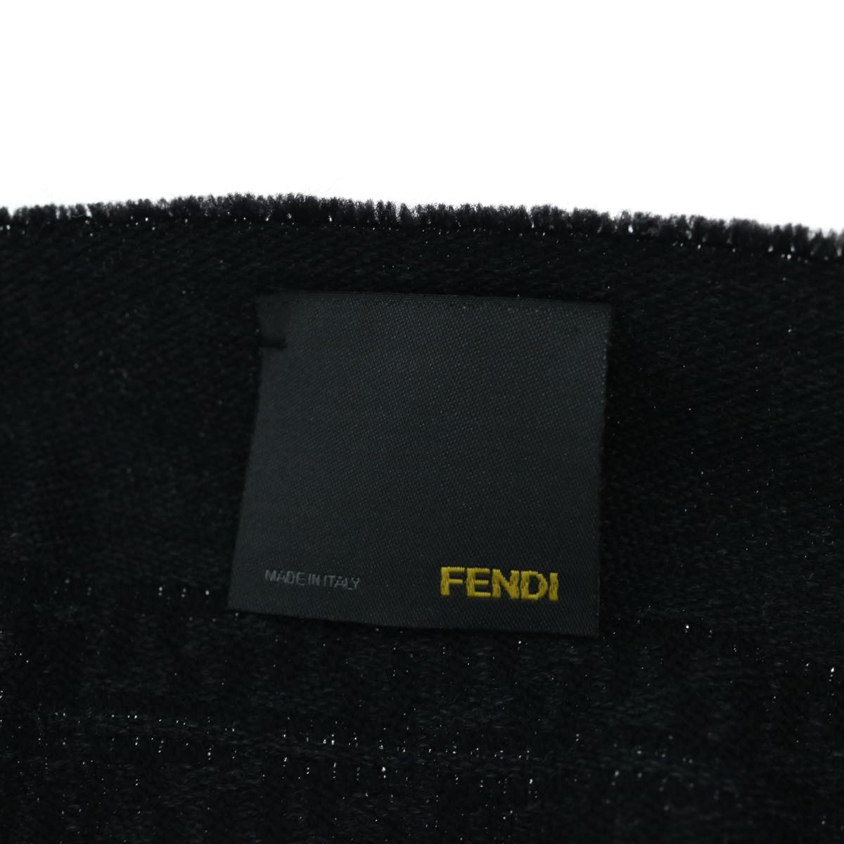 FENDI Zucchino Canvas Scarf Wool Black Auth ti1475