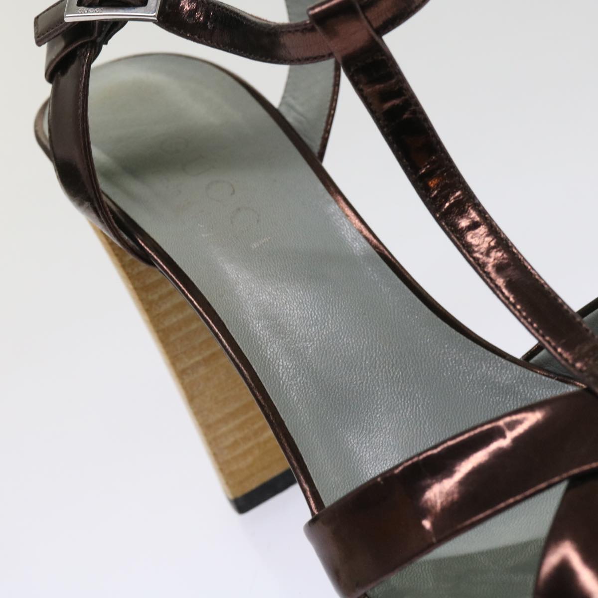 GUCCI High Heels Leather 36 Bronze Auth ti1488