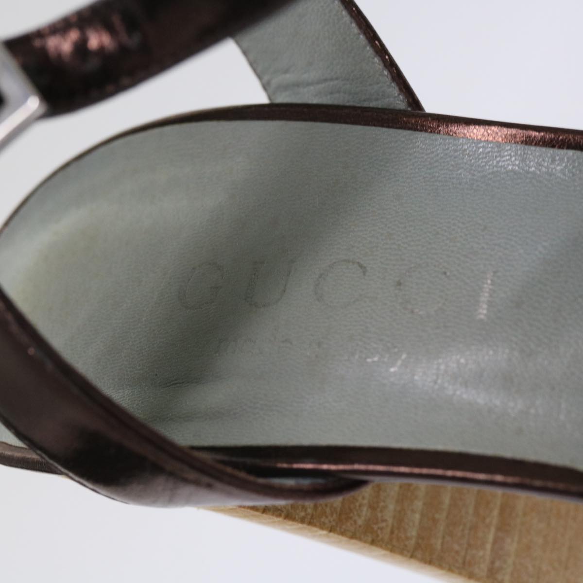 GUCCI High Heels Leather 36 Bronze Auth ti1488