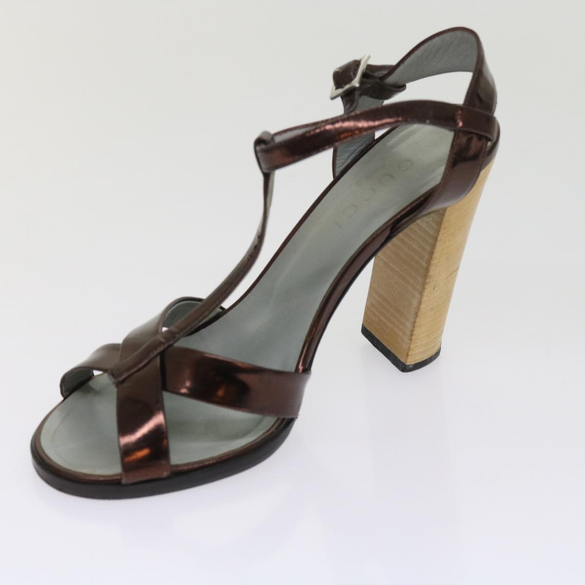 GUCCI High Heels Leather 36 Bronze Auth ti1488