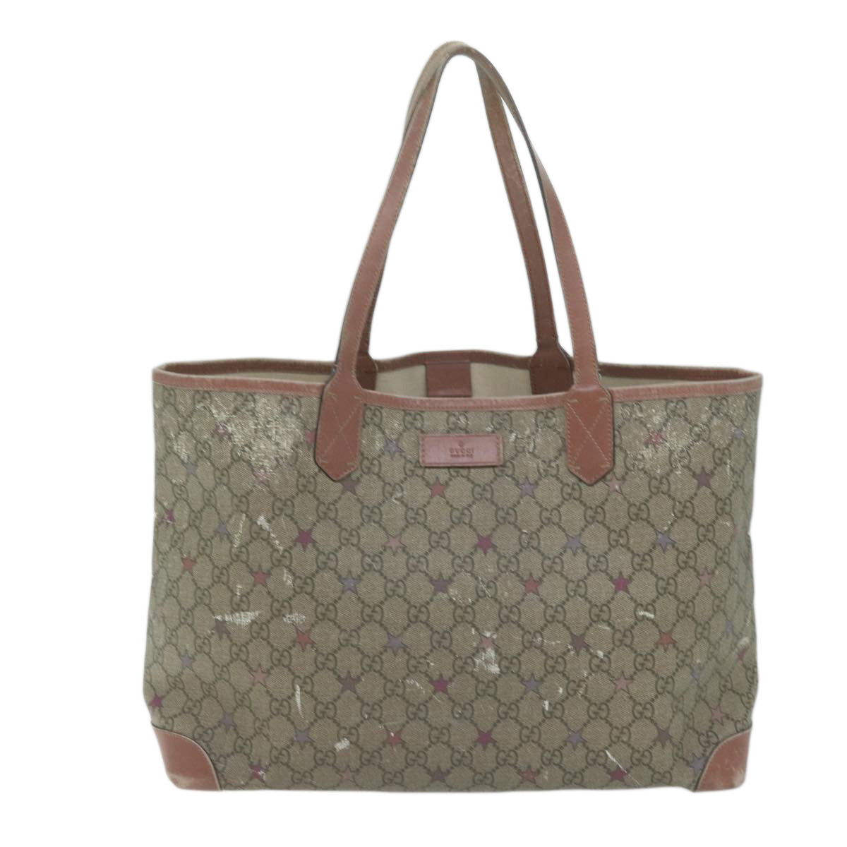 GUCCI GG Supreme Tote Bag PVC Beige 309498 Auth ti1498