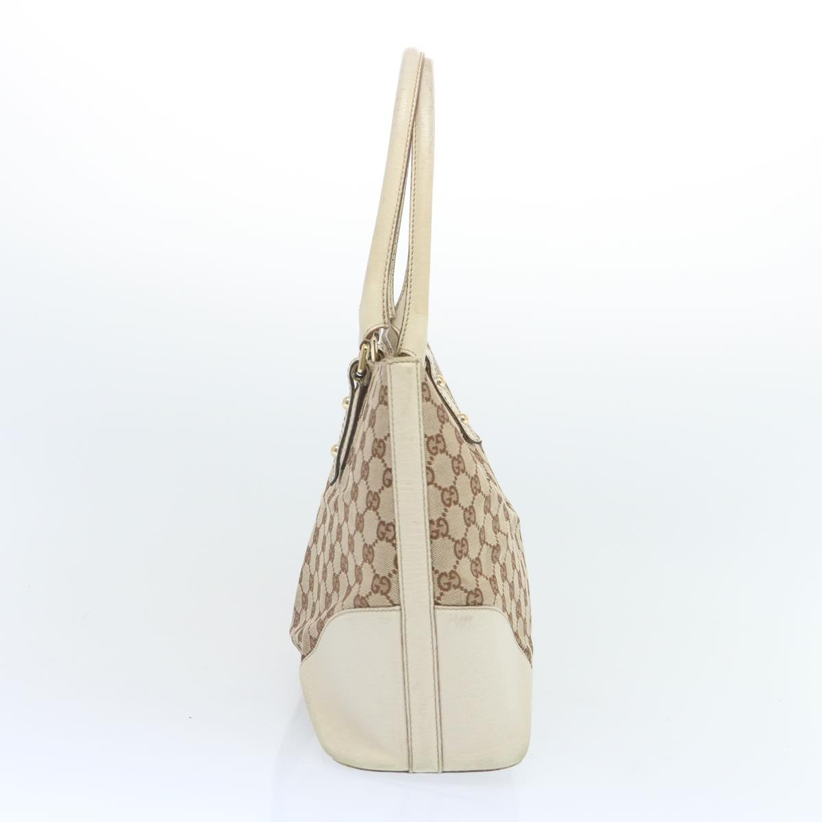 GUCCI GG Canvas Sherry Line Tote Bag White Beige 137385 Auth ti1566