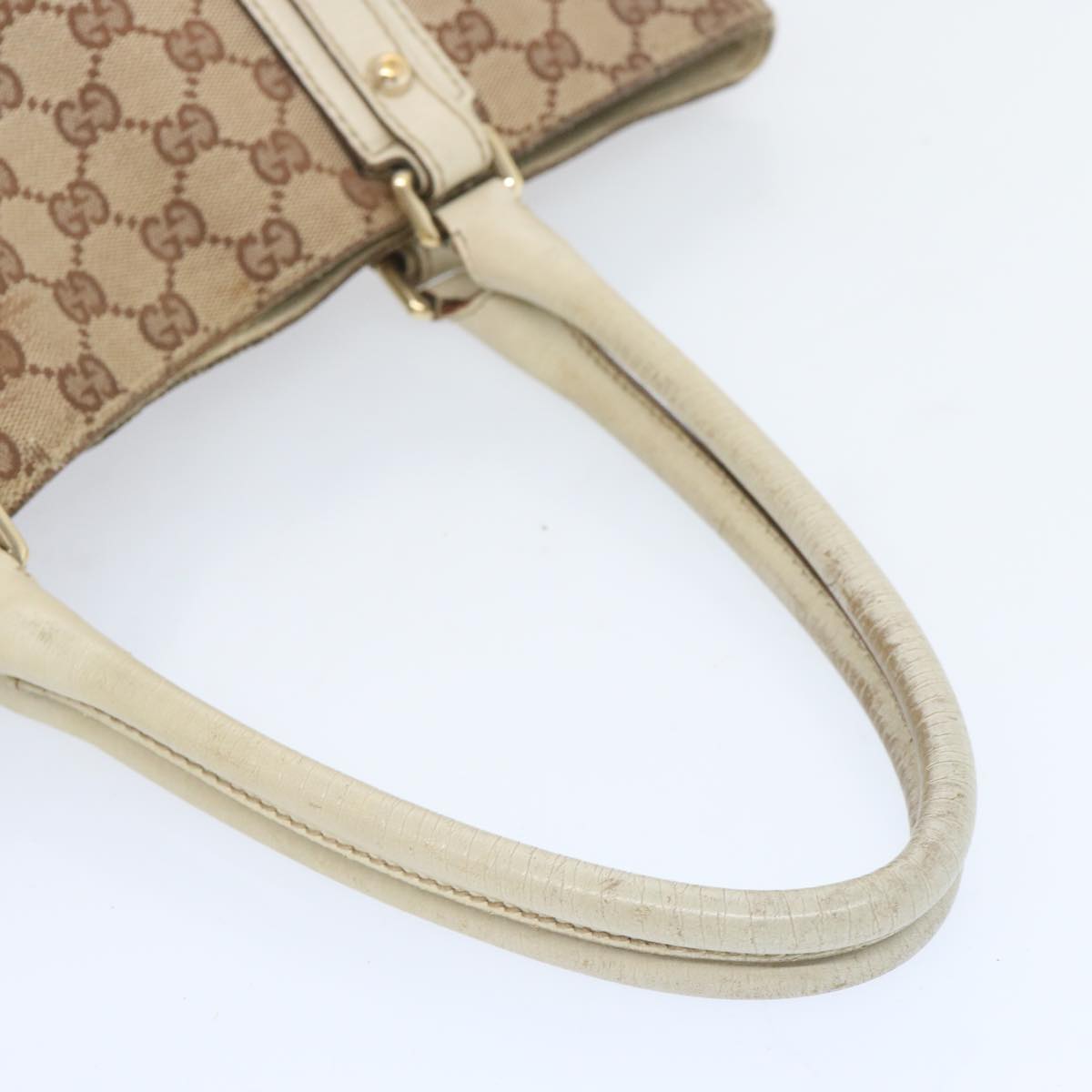 GUCCI GG Canvas Sherry Line Tote Bag White Beige 137385 Auth ti1566