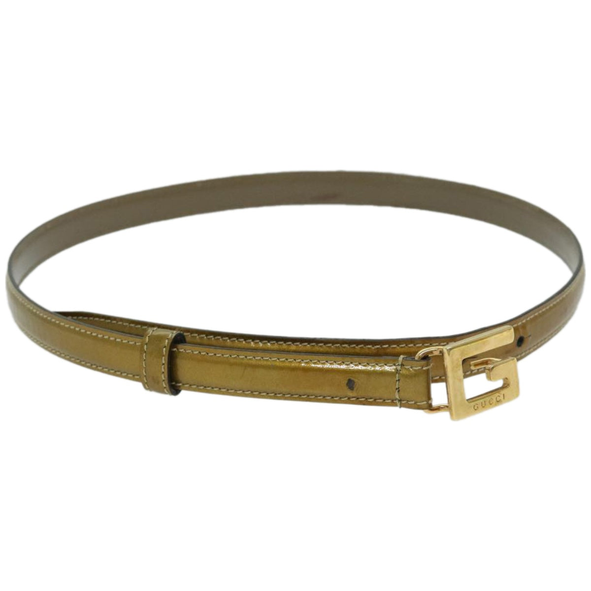 GUCCI Belt Leather 30.3"" Gold Tone 65 26 037 1046 0969 Auth ti1574