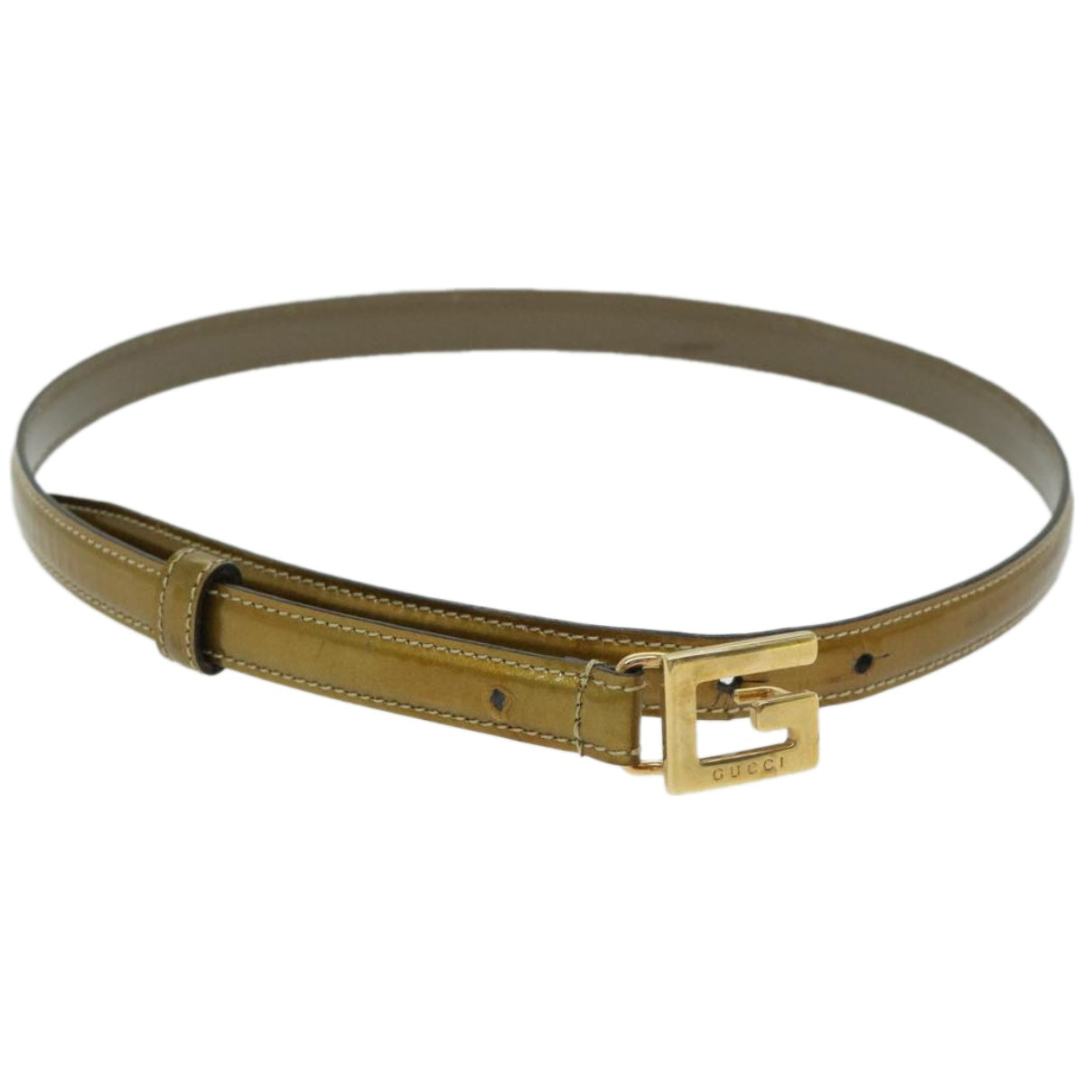 GUCCI Belt Leather 30.3"" Gold Tone 65 26 037 1046 0969 Auth ti1574