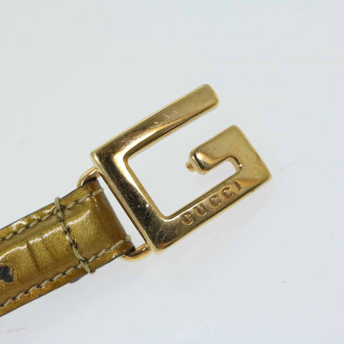 GUCCI Belt Leather 30.3"" Gold Tone 65 26 037 1046 0969 Auth ti1574