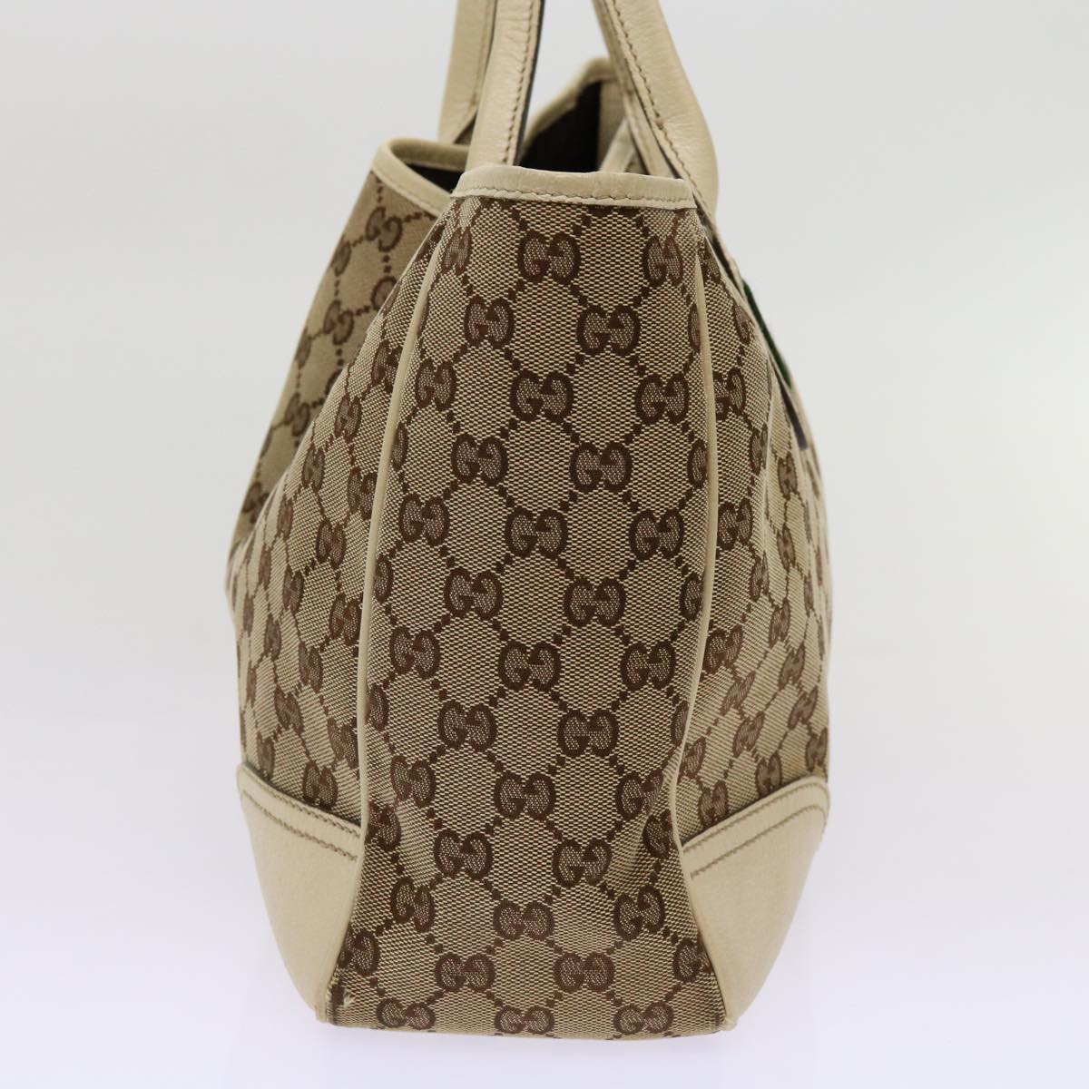 GUCCI GG Canvas Web Sherry Line Tote Bag Beige Red Green 163805 Auth ti1578