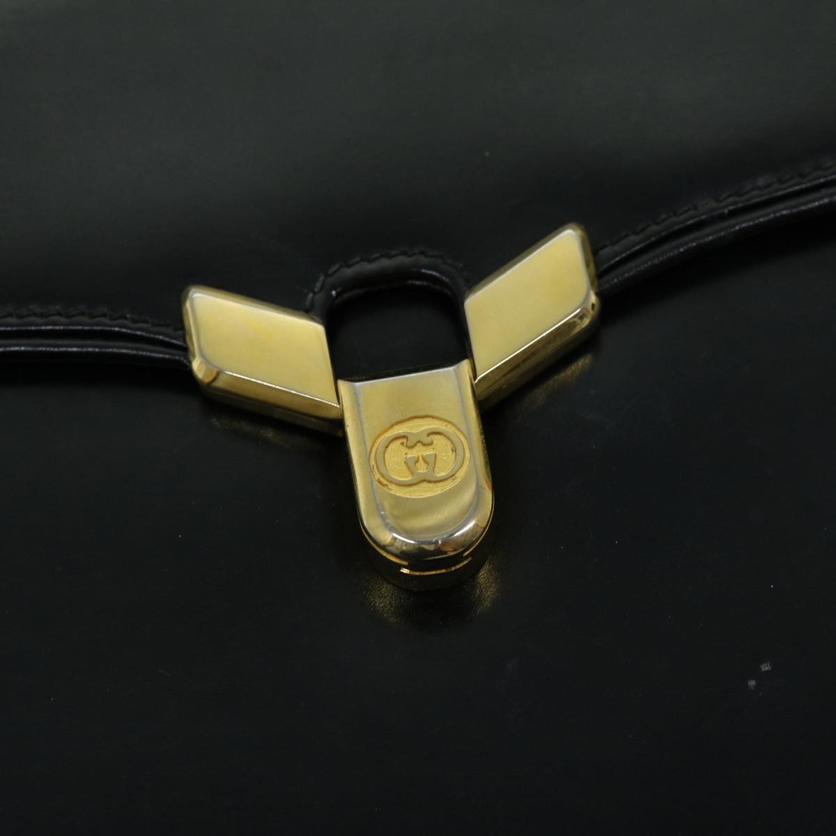 GUCCI Shoulder Bag Leather Black Auth ti1580