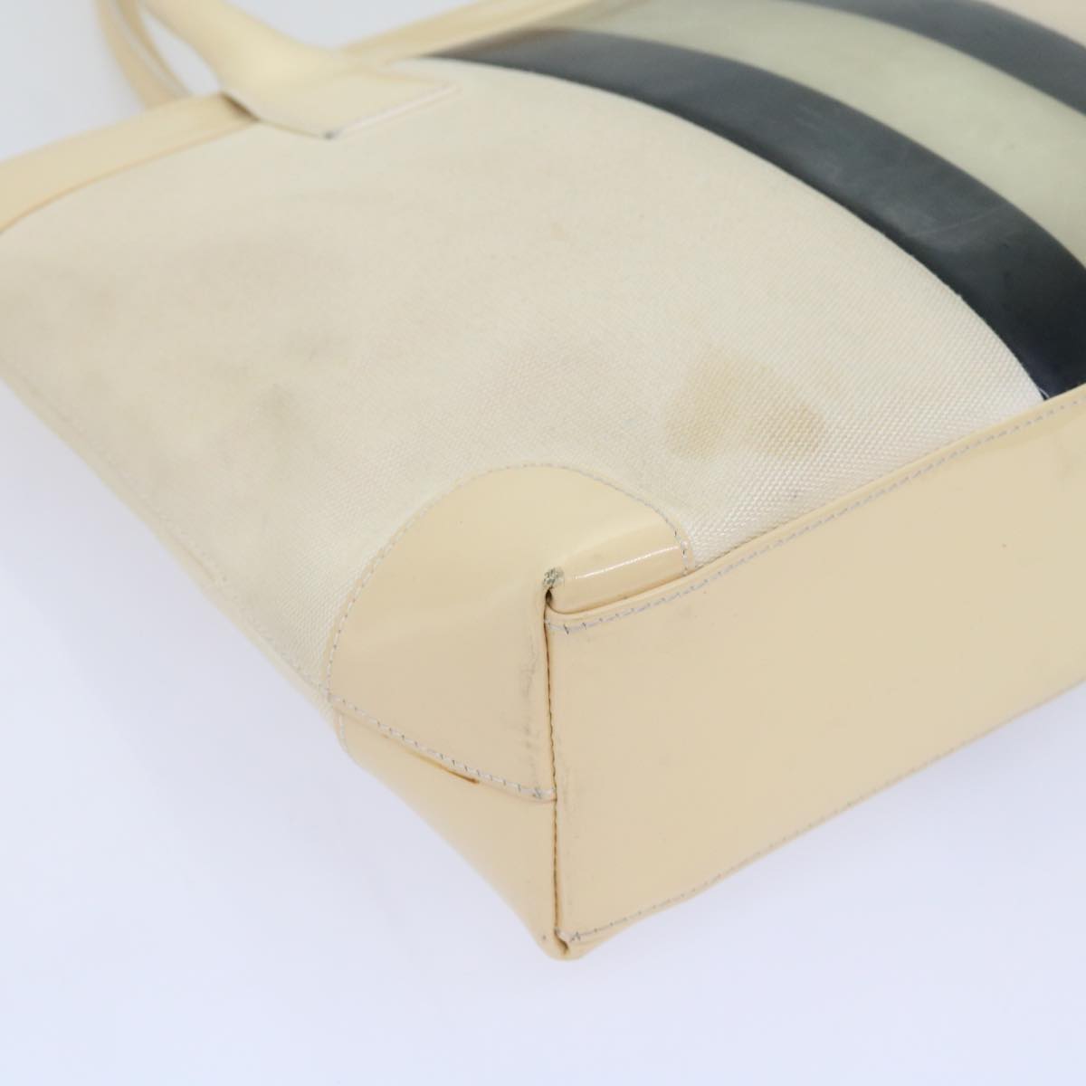 GUCCI Hand Bag Canvas Beige Black 002 1119 Auth ti1582