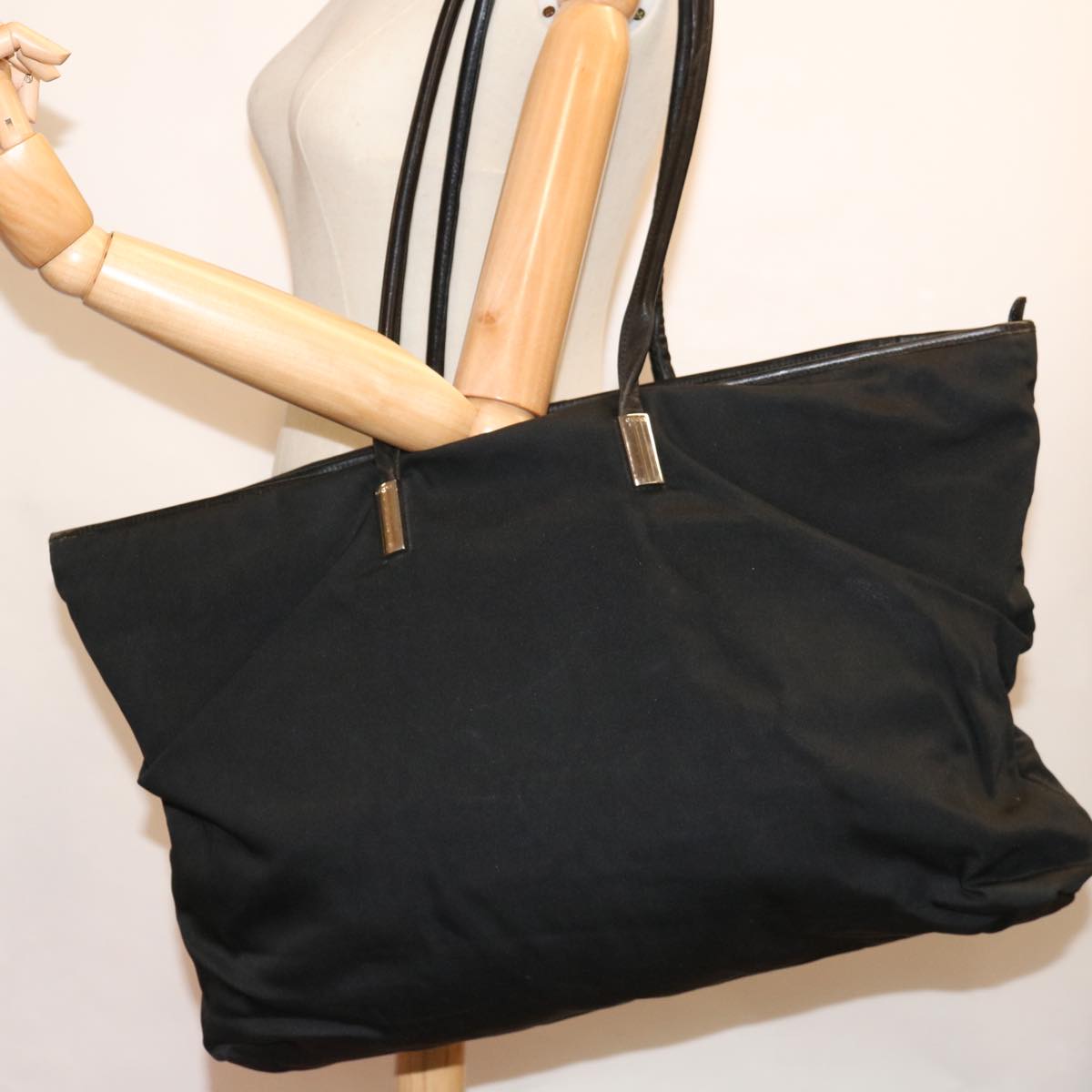 GUCCI Tote Bag Canvas Black 002 2123 0455 Auth ti1607