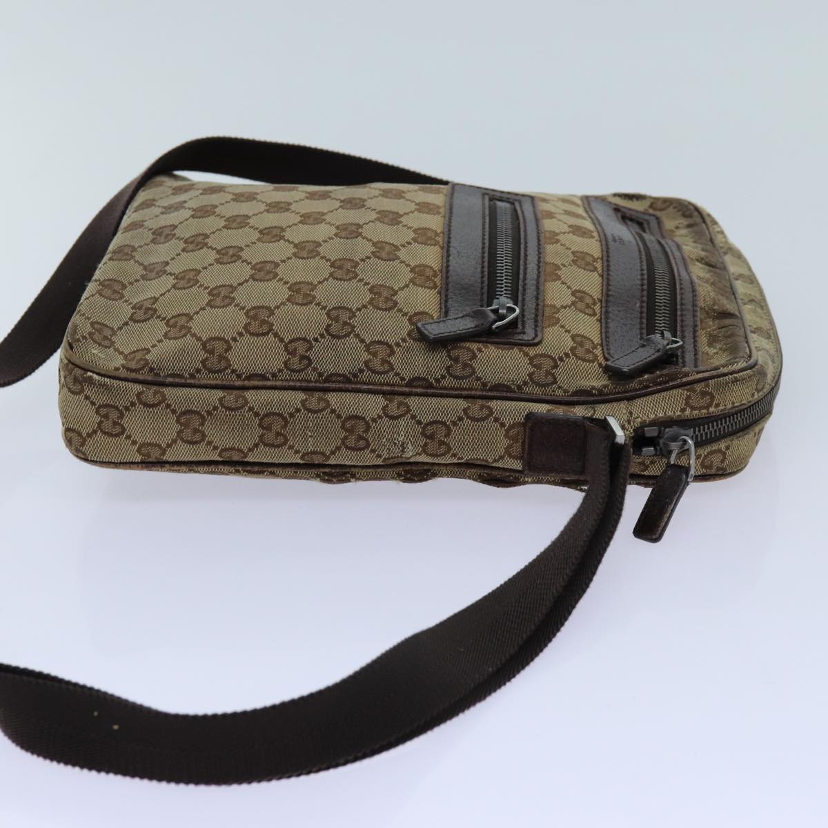 GUCCI GG Canvas Web Sherry Line Shoulder Bag 3Set Beige Red Green Auth ti1609