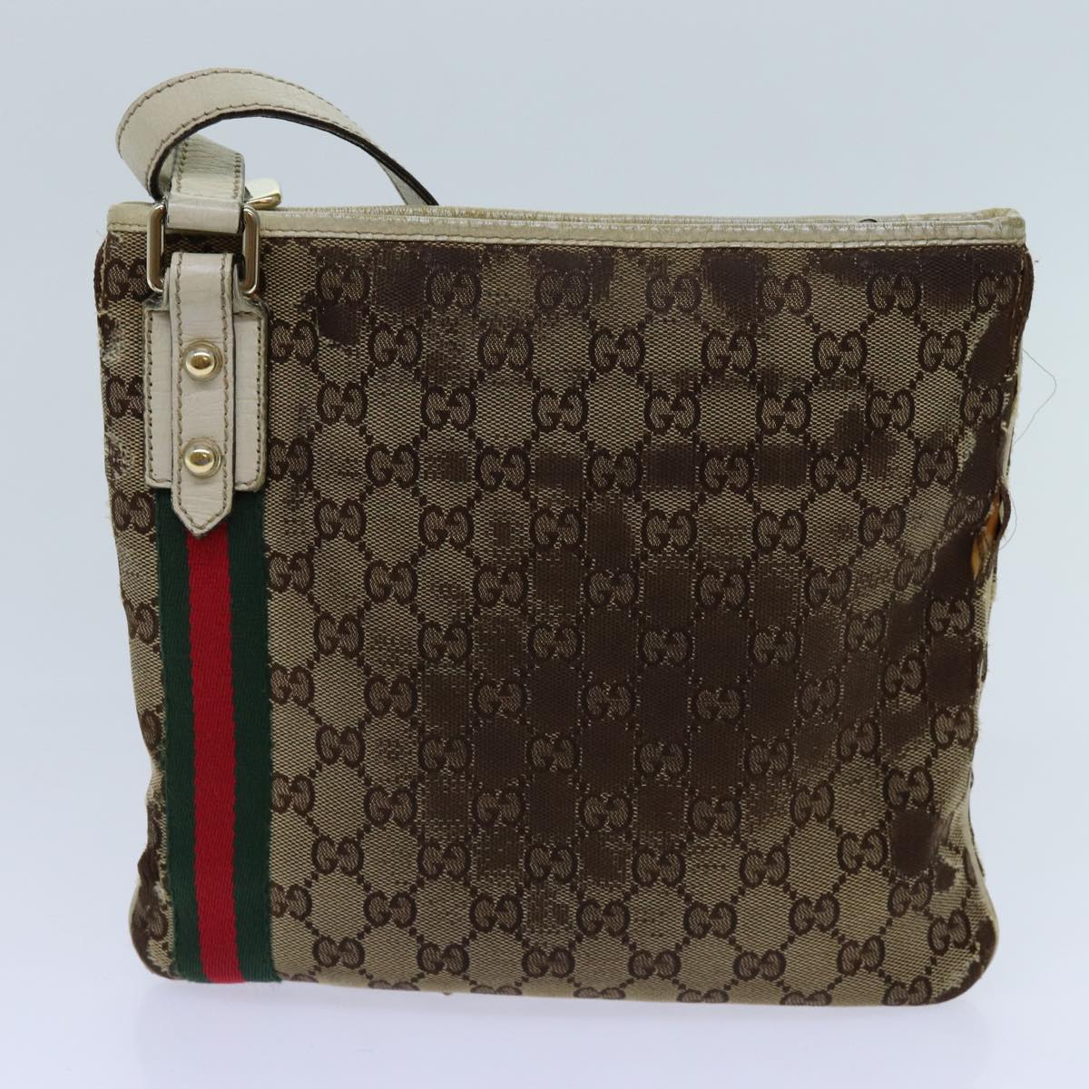 GUCCI GG Canvas Web Sherry Line Shoulder Bag 3Set Beige Red Green Auth ti1609