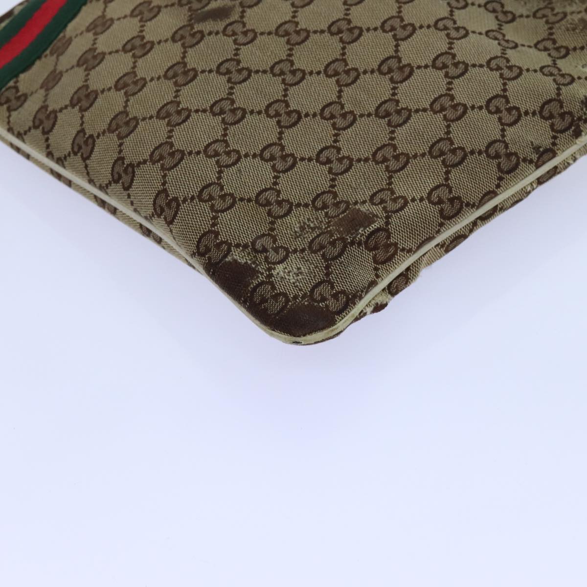 GUCCI GG Canvas Web Sherry Line Shoulder Bag 3Set Beige Red Green Auth ti1609