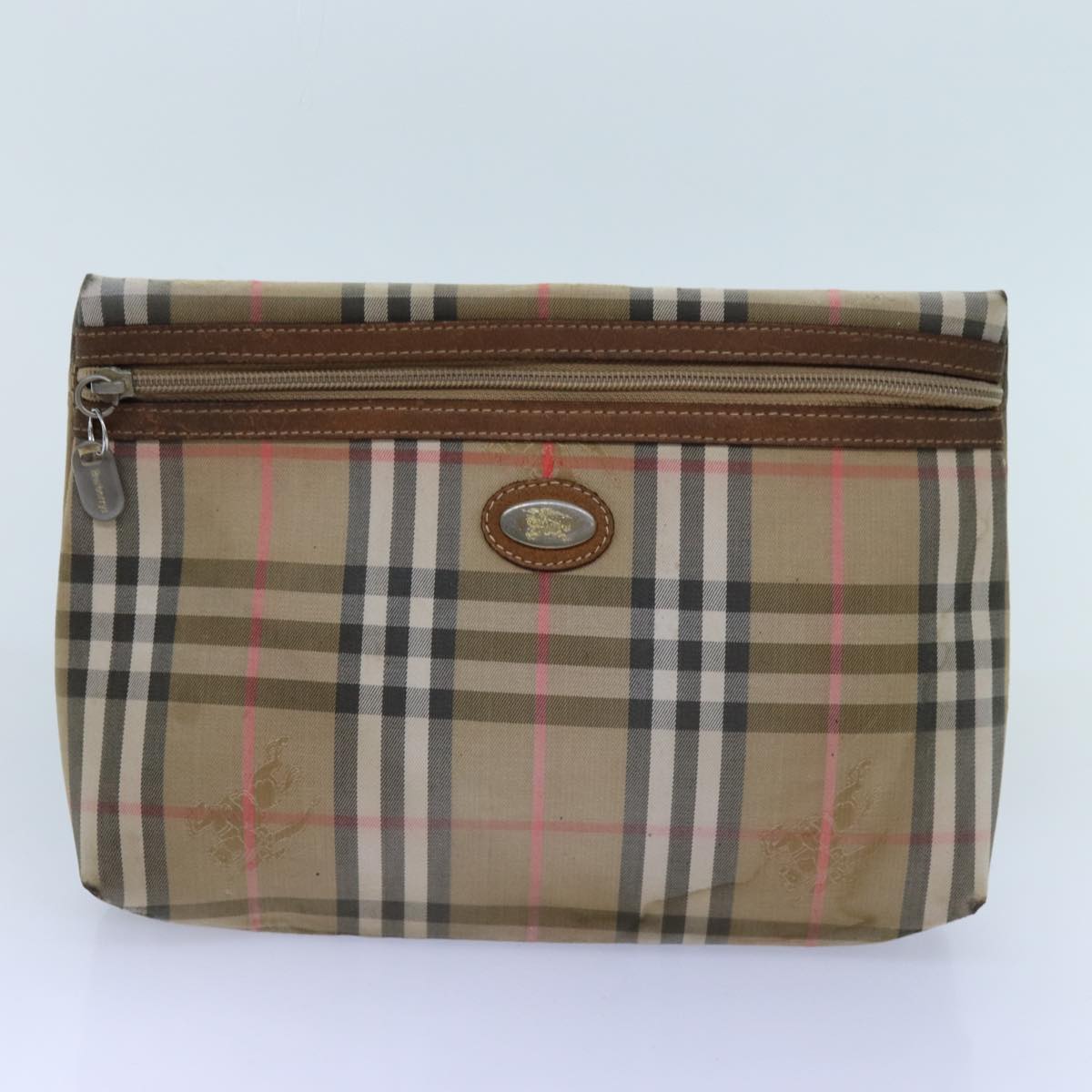 Burberrys Nova Check Clutch Bag Canvas 3Set Beige Auth ti1615