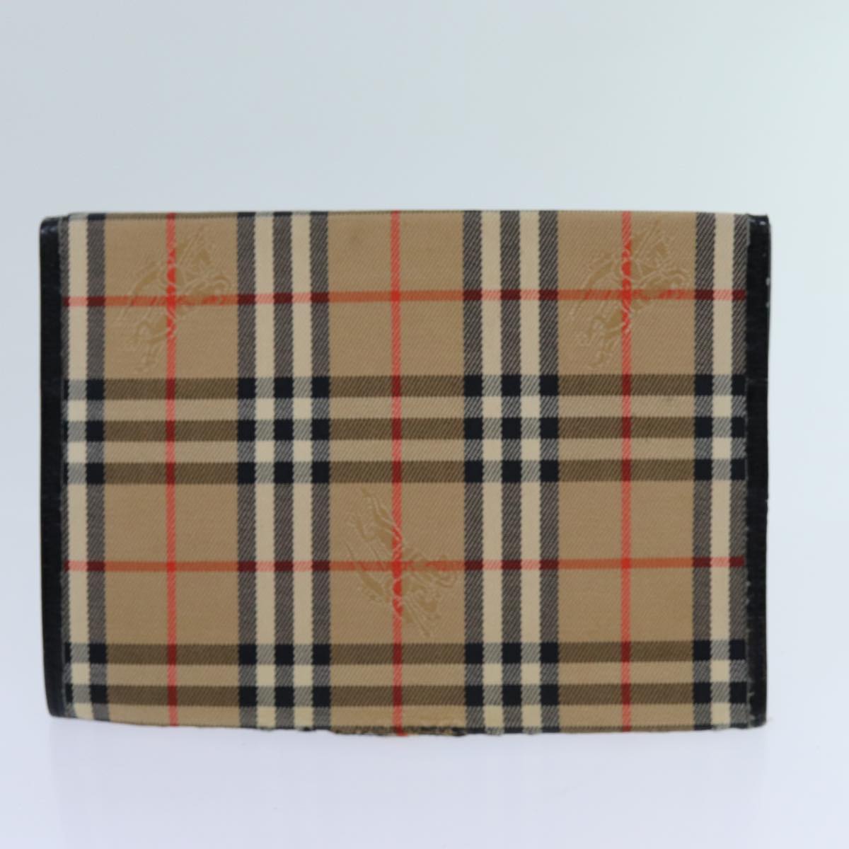 BURBERRY Nova Check Wallet Canvas PVC 5Set Red Beige Auth ti1617