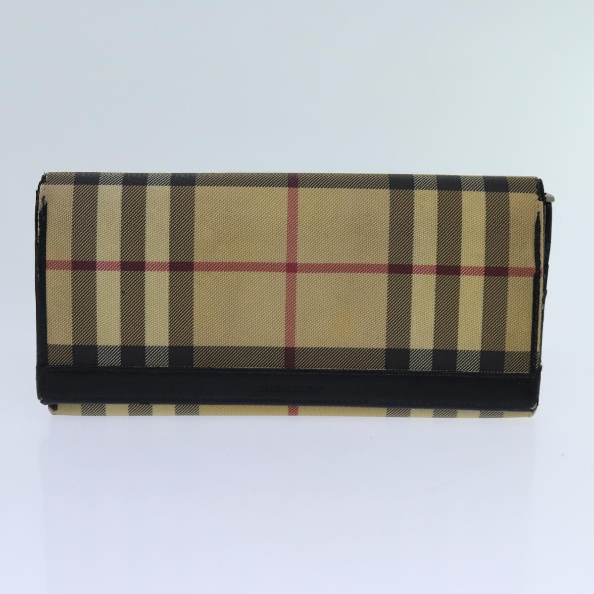 BURBERRY Nova Check Wallet Canvas PVC 5Set Red Beige Auth ti1617