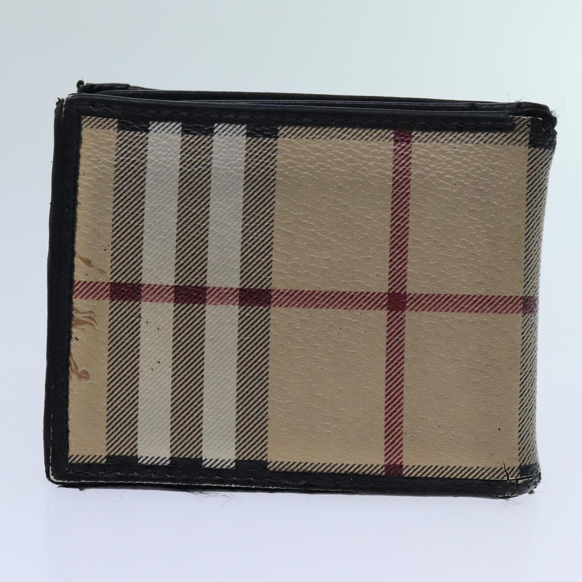 BURBERRY Nova Check Wallet Canvas PVC 5Set Red Beige Auth ti1617