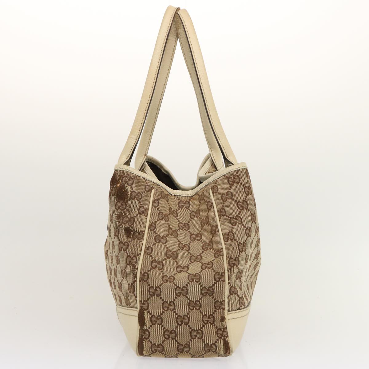 GUCCI GG Canvas Web Sherry Line Pretty Tote Bag Beige Red 163805 Auth ti1626