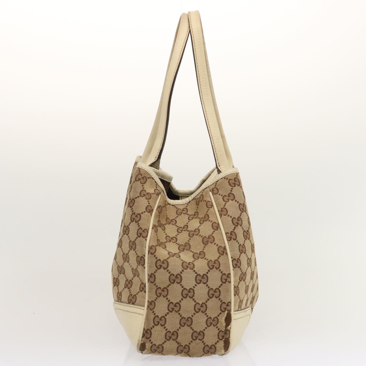 GUCCI GG Canvas Web Sherry Line Pretty Tote Bag Beige Red 163805 Auth ti1626