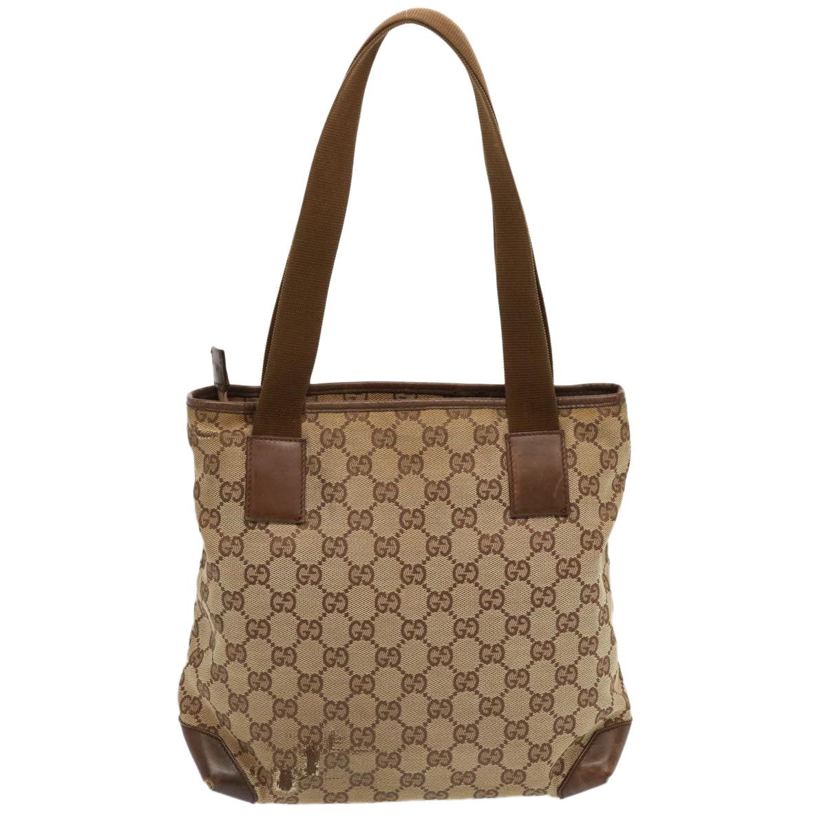 GUCCI GG Canvas Tote Bag Beige 28893 Auth ti1628