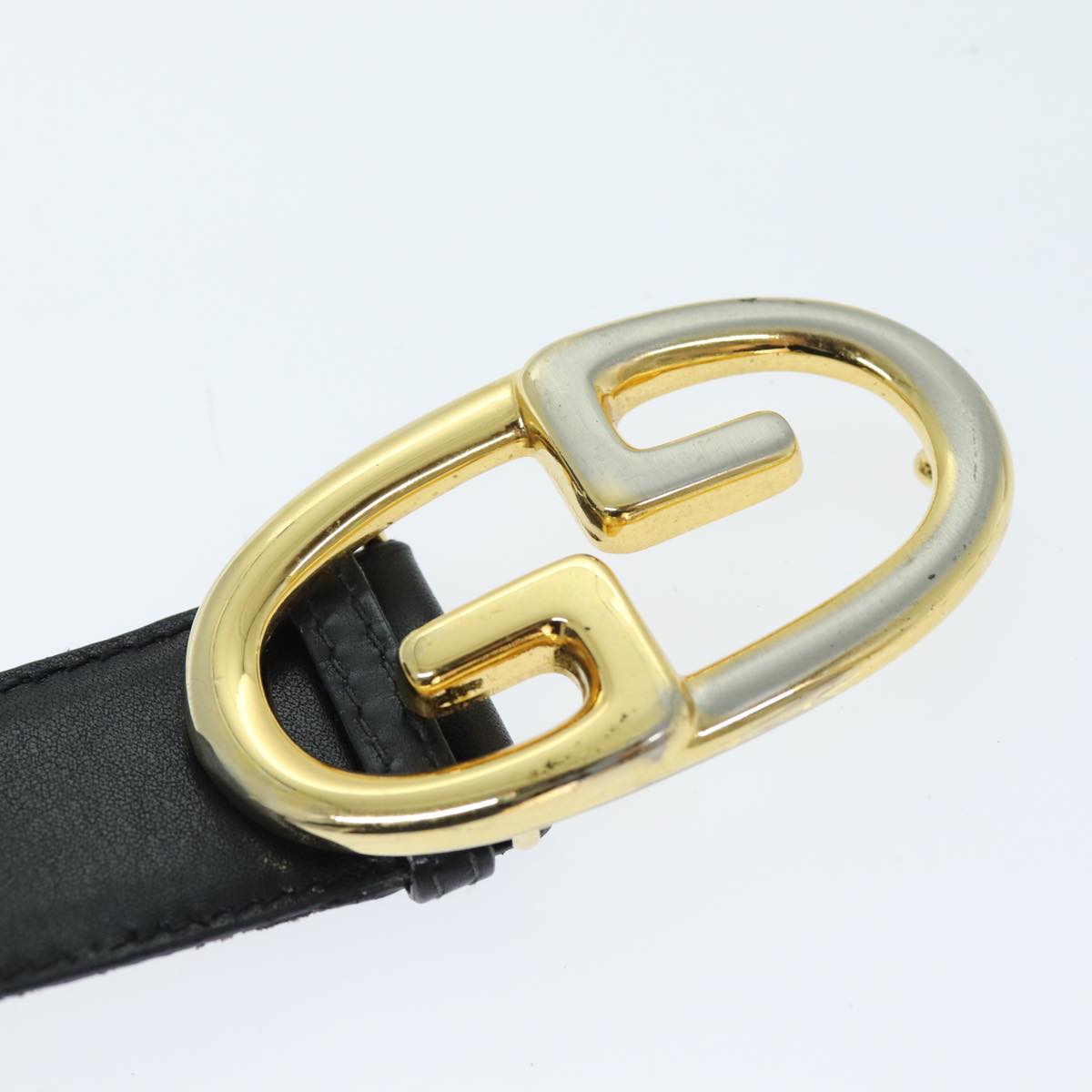 GUCCI Belt Leather 26.4""-28.7"" Black Auth ti1727