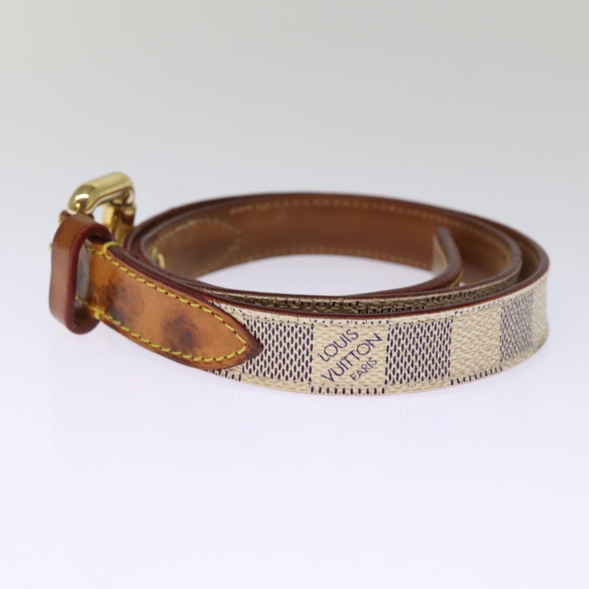 LOUIS VUITTON Damier Azur Ceinture Tresor Belt 36.2"" M9730 LV Auth ti1747