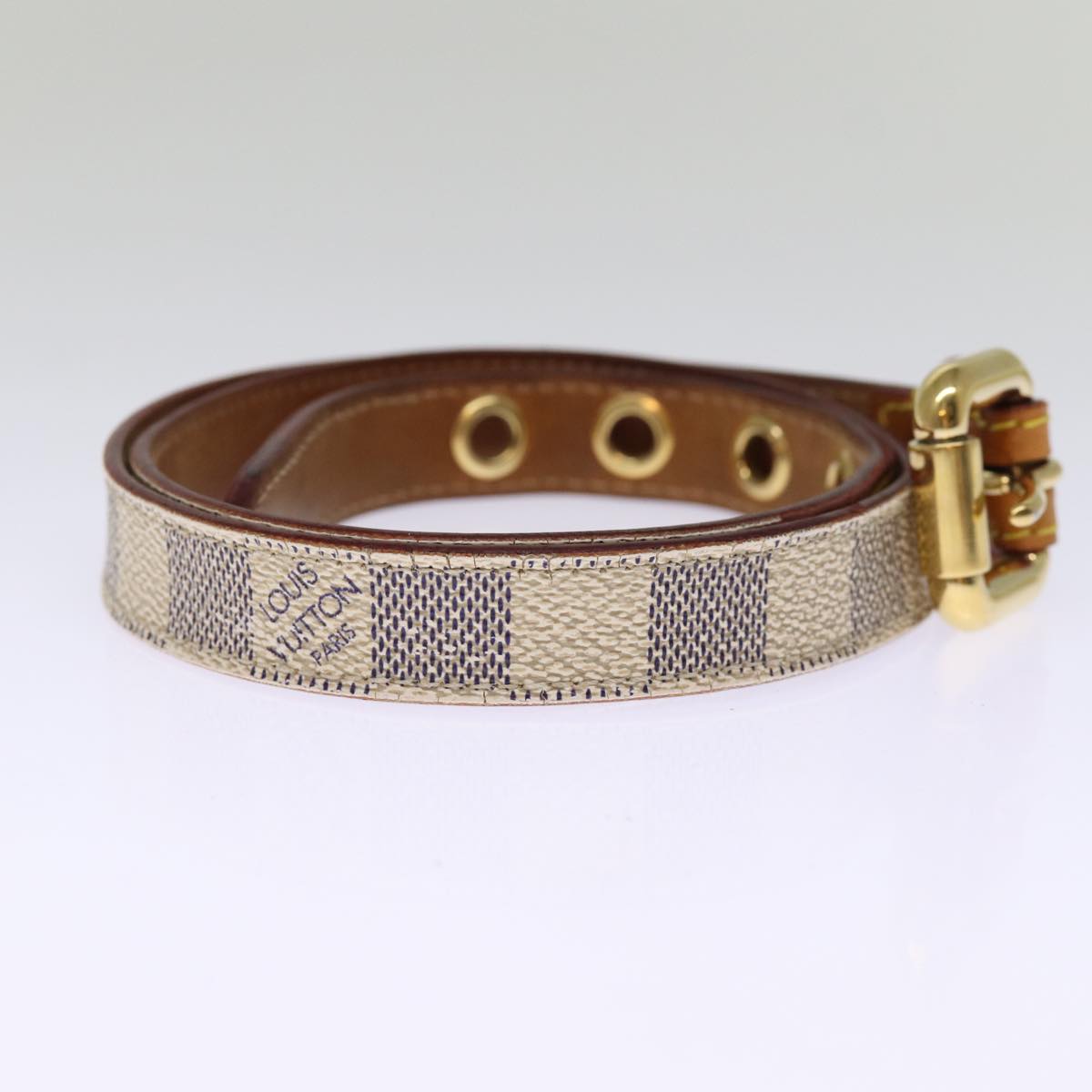 LOUIS VUITTON Damier Azur Ceinture Tresor Belt 36.2"" M9730 LV Auth ti1747