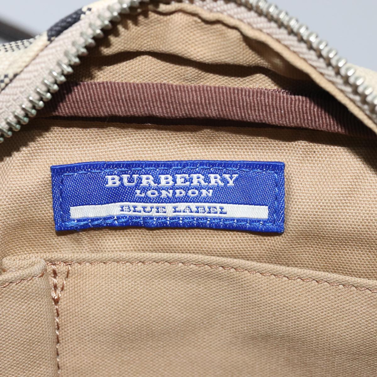 BURBERRY Nova Check Blue Label Shoulder Bag Canvas Beige Brown Auth ti1756