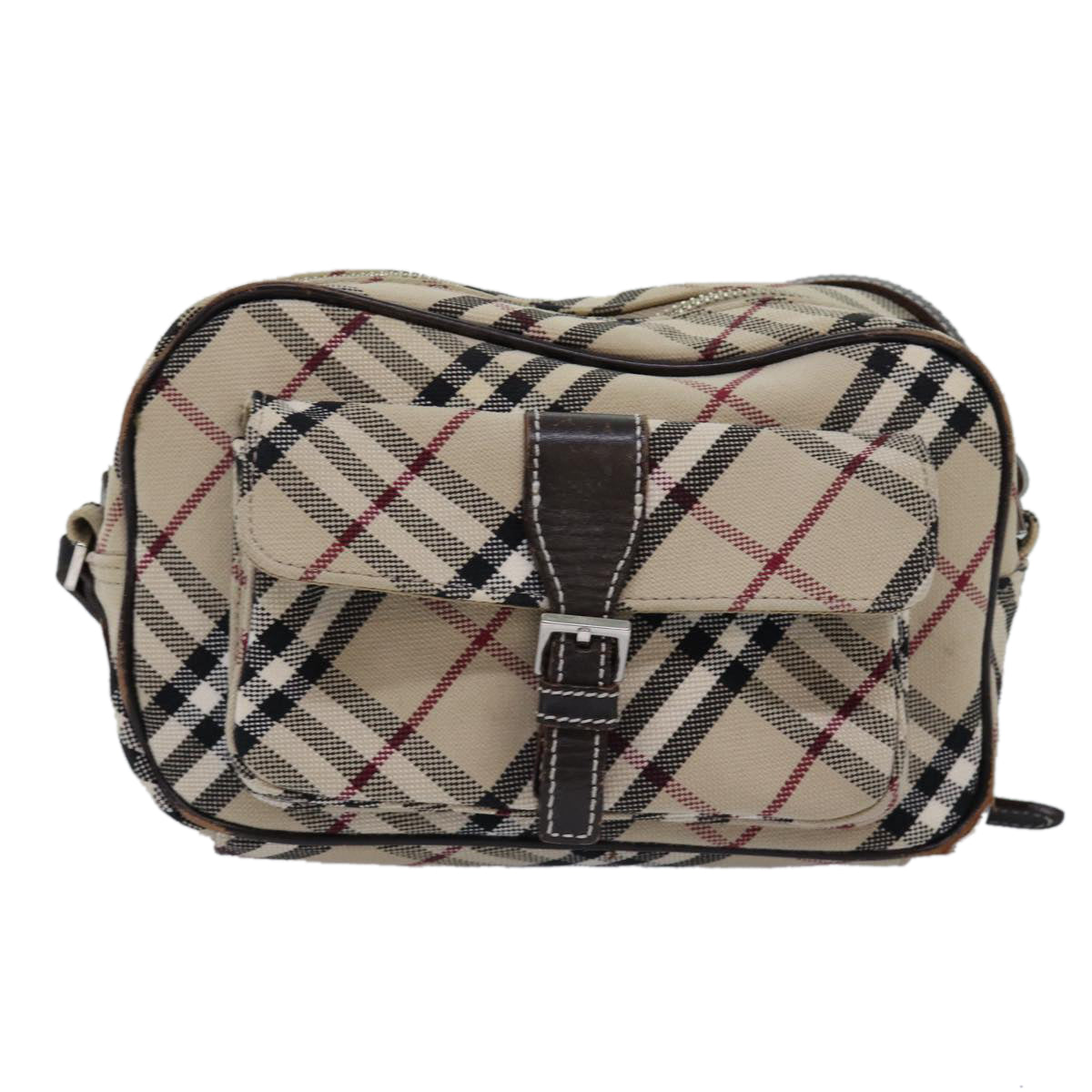 BURBERRY Nova Check Blue Label Shoulder Bag Canvas Beige Brown Auth ti1756