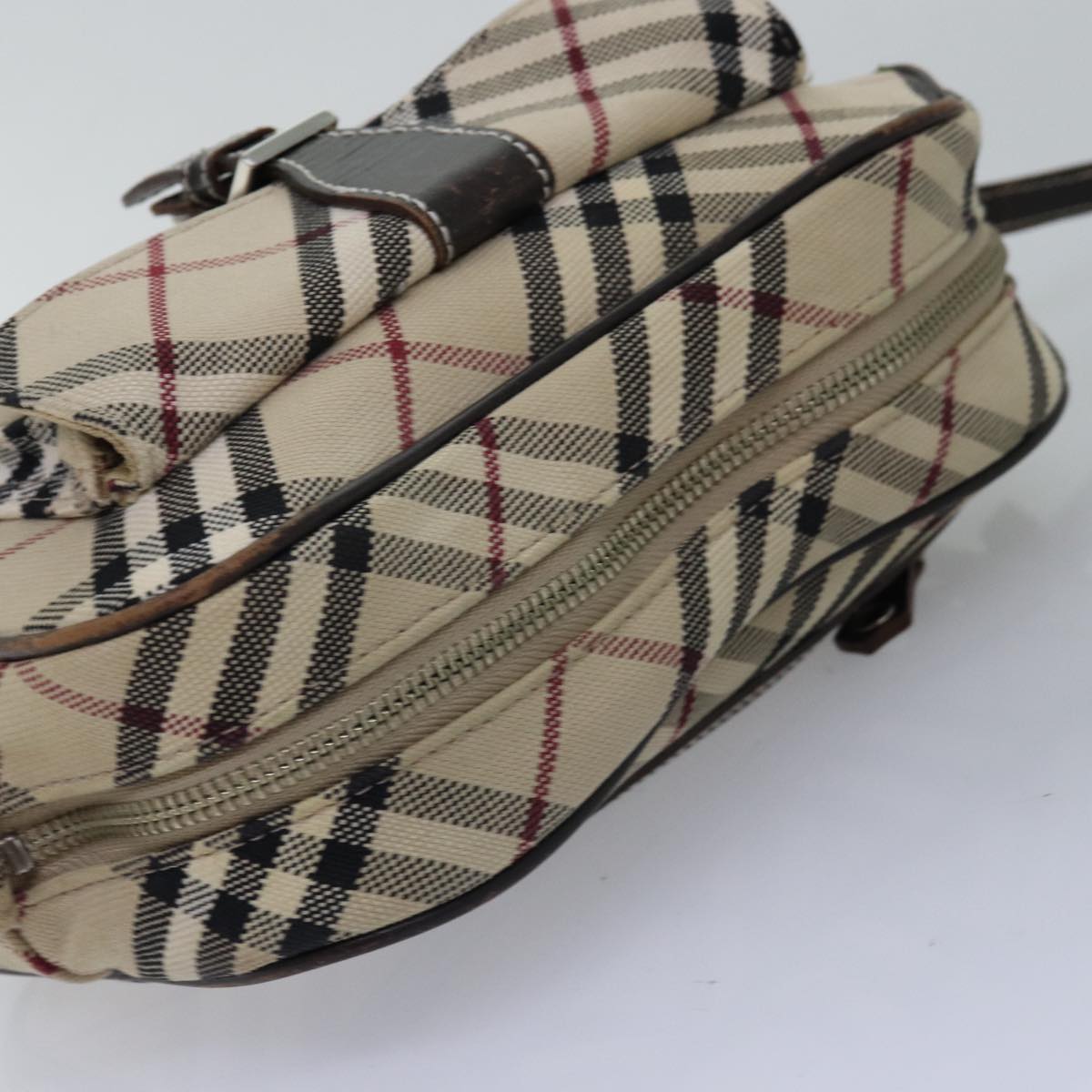 BURBERRY Nova Check Blue Label Shoulder Bag Canvas Beige Brown Auth ti1756