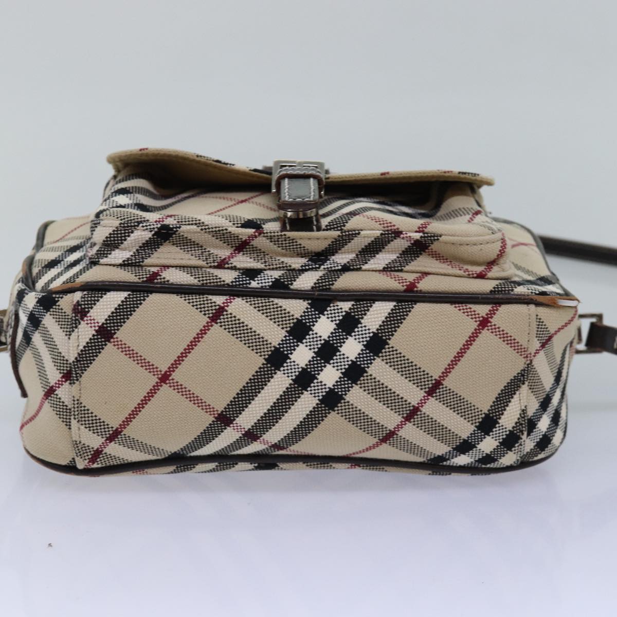 BURBERRY Nova Check Blue Label Shoulder Bag Canvas Beige Brown Auth ti1756
