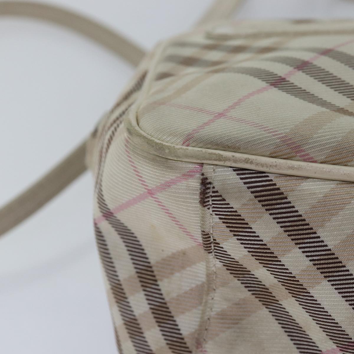 BURBERRY Nova Check Blue Label Shoulder Bag Canvas Pink Auth ti1757