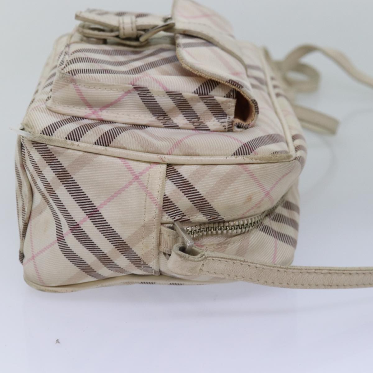 BURBERRY Nova Check Blue Label Shoulder Bag Canvas Pink Auth ti1757