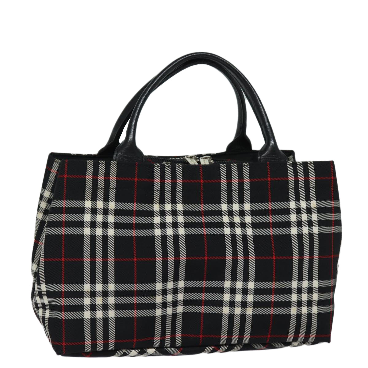 Burberrys Blue Label Nova Check Hand Bag Nylon Black Red white Auth ti1779